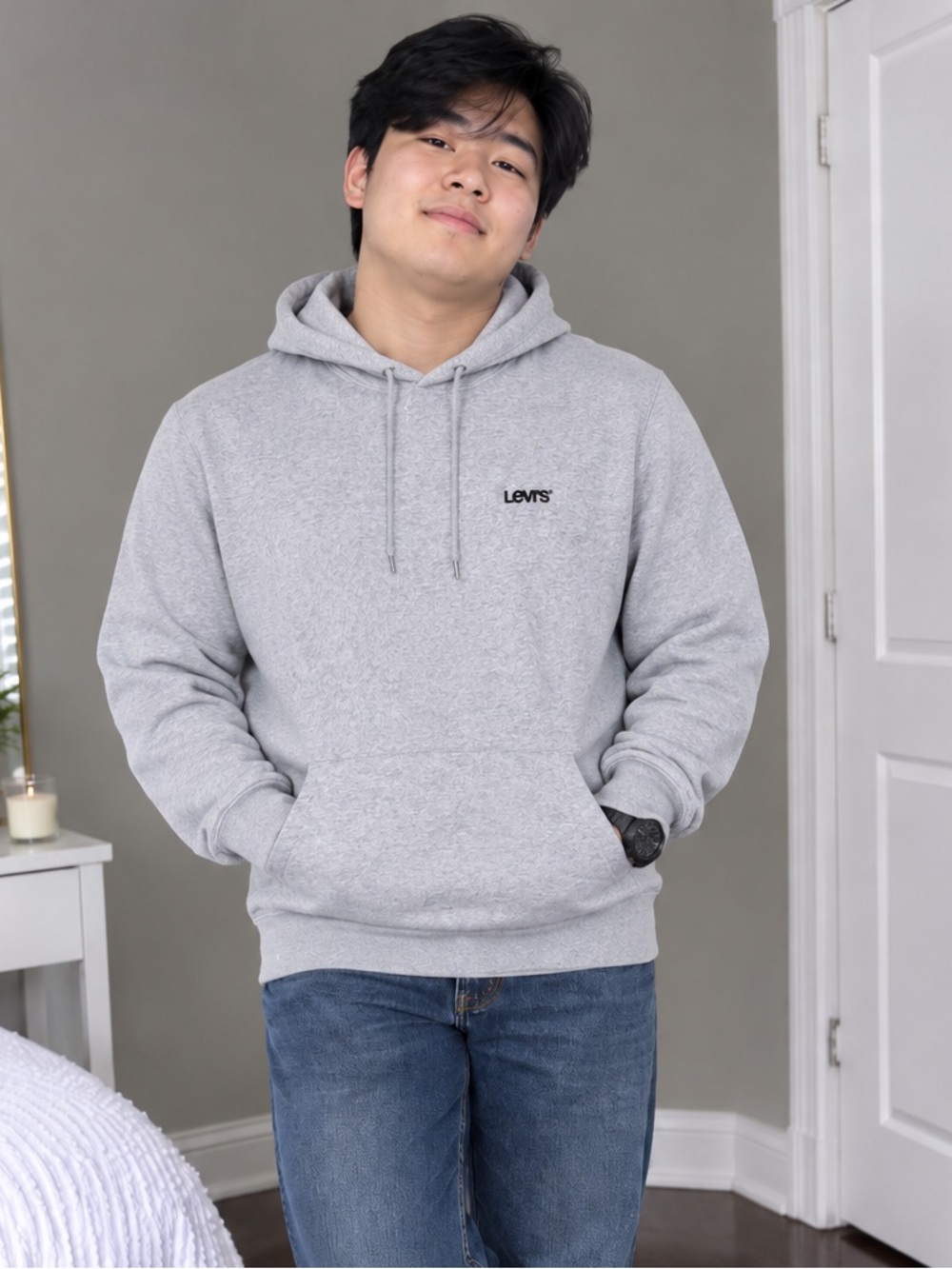 Levi's Light Gray Hooded Pullover Sweatshirt